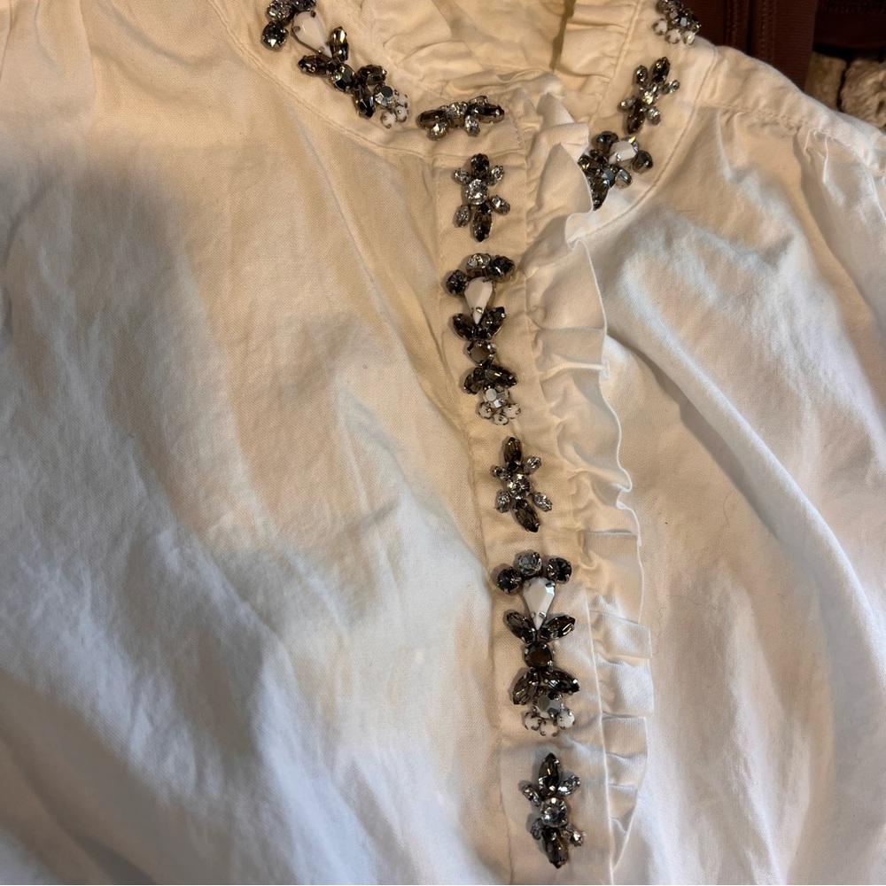 J. Crew White Sleeveless Top with Embellished Collar - Picture 4 of 6